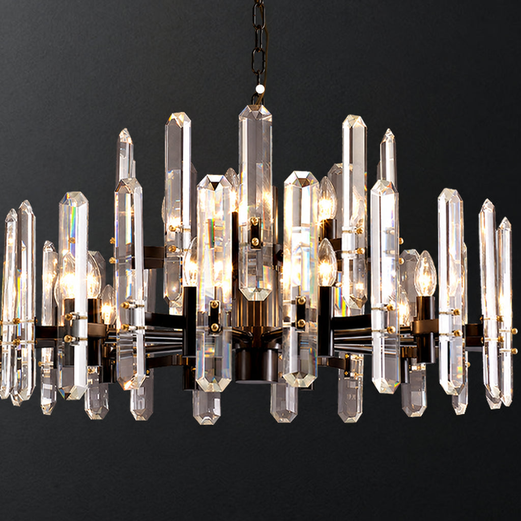 American Post‑modern Luxury Crystal Chandelier, High‑grade Solid Copper Ceiling Light for Vaulted Villa Living Room