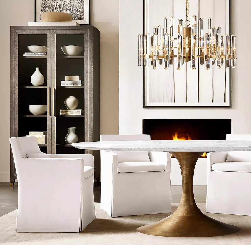 American Post‑modern Luxury Crystal Chandelier, High‑grade Solid Copper Ceiling Light for Vaulted Villa Living Room