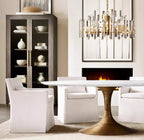 American Post‑modern Luxury Crystal Chandelier, High‑grade Solid Copper Ceiling Light for Vaulted Villa Living Room