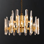 American Post‑modern Luxury Crystal Chandelier, High‑grade Solid Copper Ceiling Light for Vaulted Villa Living Room