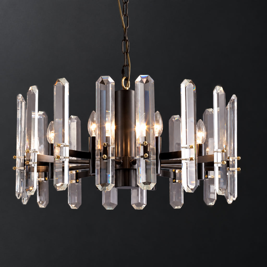 American Post‑modern Luxury Crystal Chandelier, High‑grade Solid Copper Ceiling Light for Vaulted Villa Living Room