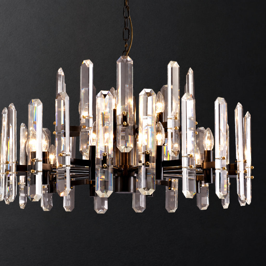 American Post‑modern Luxury Crystal Chandelier, High‑grade Solid Copper Ceiling Light for Vaulted Villa Living Room