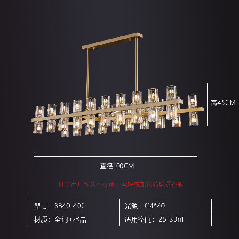 American‑style solid‑brass crystal chandelier, grand main ceiling light for living rooms, modern minimalist pendant lamp for living and dining areas for household use