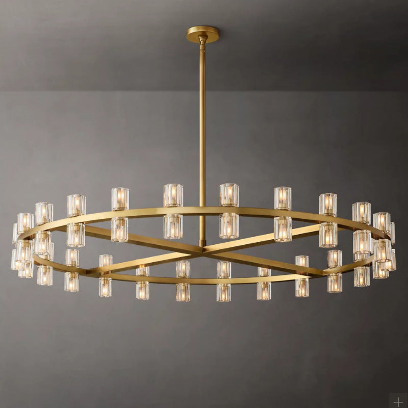 American‑style solid‑brass crystal chandelier, grand main ceiling light for living rooms, modern minimalist pendant lamp for living and dining areas for household use