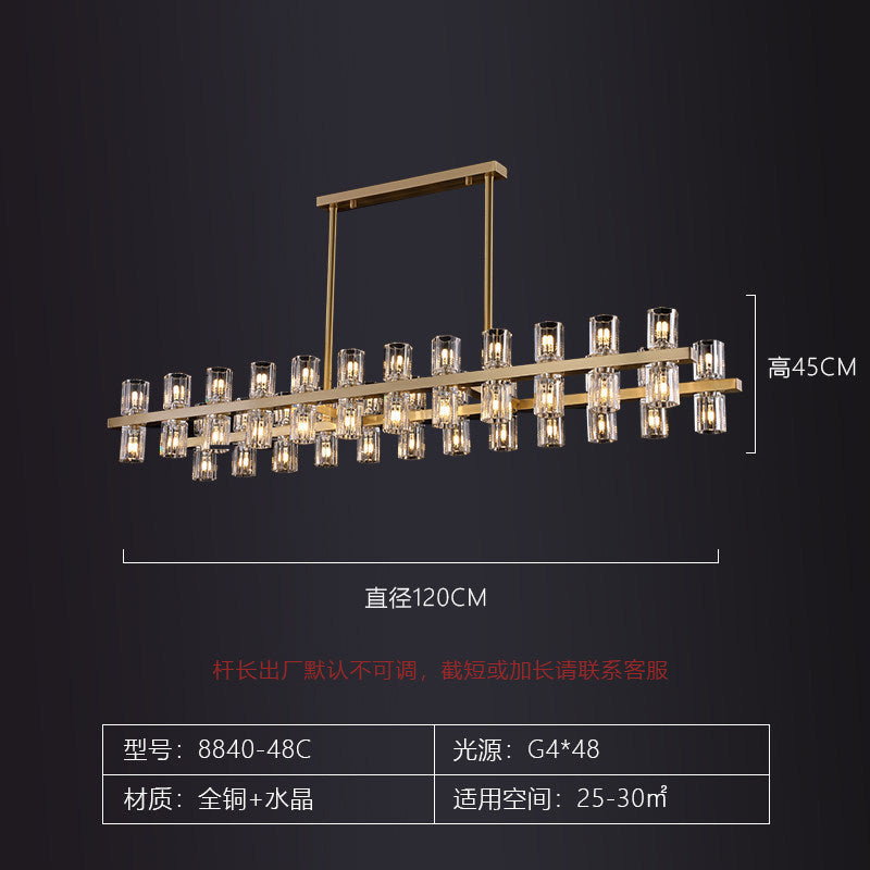 American‑style solid‑brass crystal chandelier, grand main ceiling light for living rooms, modern minimalist pendant lamp for living and dining areas for household use