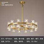 American‑style solid‑brass crystal chandelier, grand main ceiling light for living rooms, modern minimalist pendant lamp for living and dining areas for household use