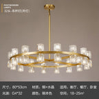 American‑style solid‑brass crystal chandelier, grand main ceiling light for living rooms, modern minimalist pendant lamp for living and dining areas for household use