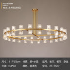 American‑style solid‑brass crystal chandelier, grand main ceiling light for living rooms, modern minimalist pendant lamp for living and dining areas for household use
