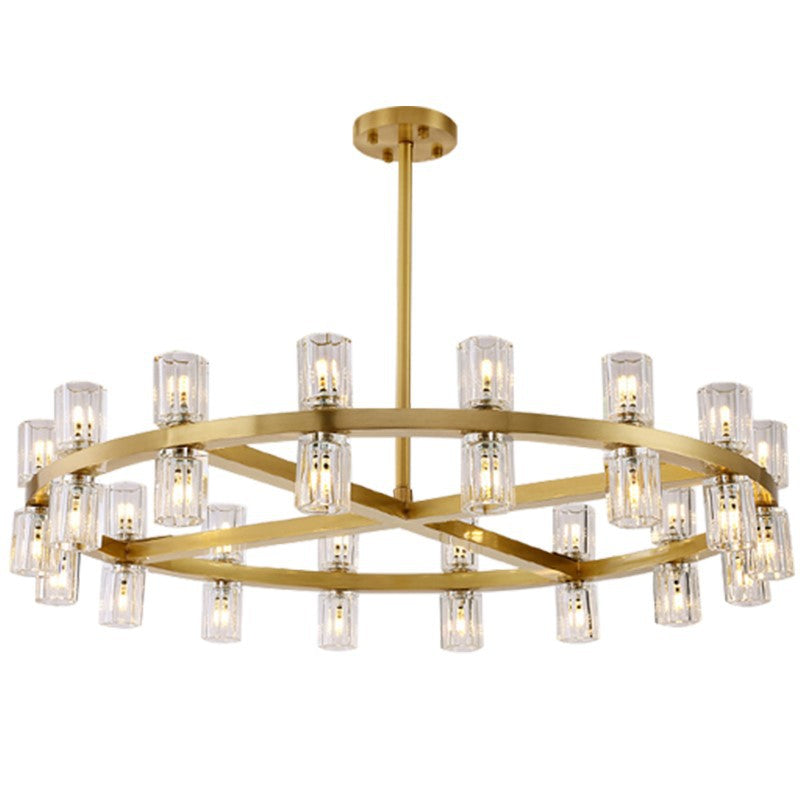 American‑style solid‑brass crystal chandelier, grand main ceiling light for living rooms, modern minimalist pendant lamp for living and dining areas for household use