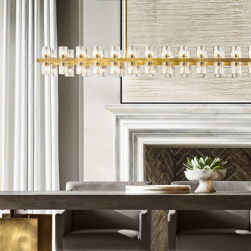 American‑style solid‑brass crystal chandelier, grand main ceiling light for living rooms, modern minimalist pendant lamp for living and dining areas for household use