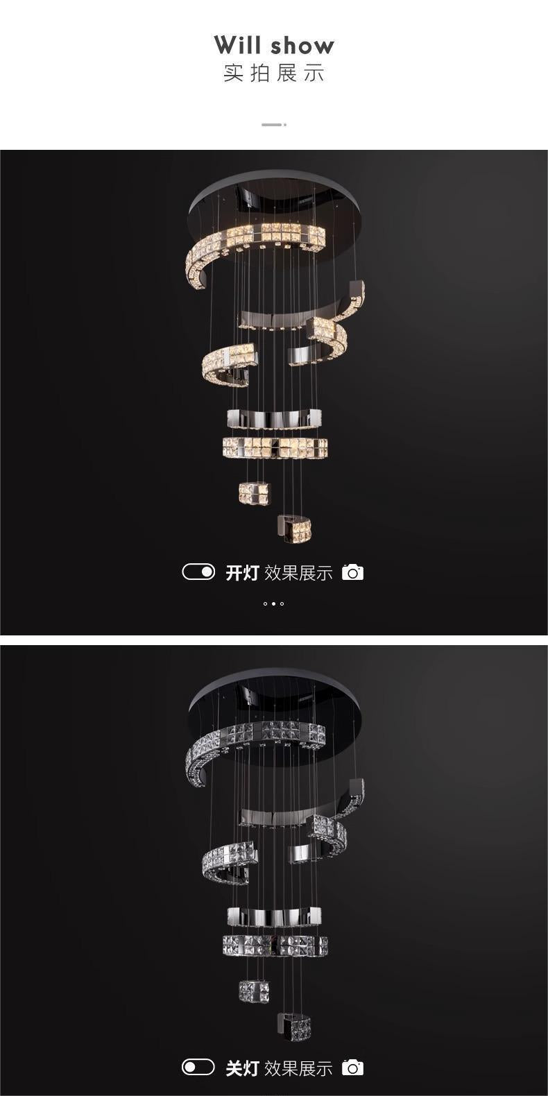 Luxury High‑End Grand Crystal Chandelier for Duplex Living Room, Chandelier for High‑Ceiling Hall in Villa & Split‑Level House