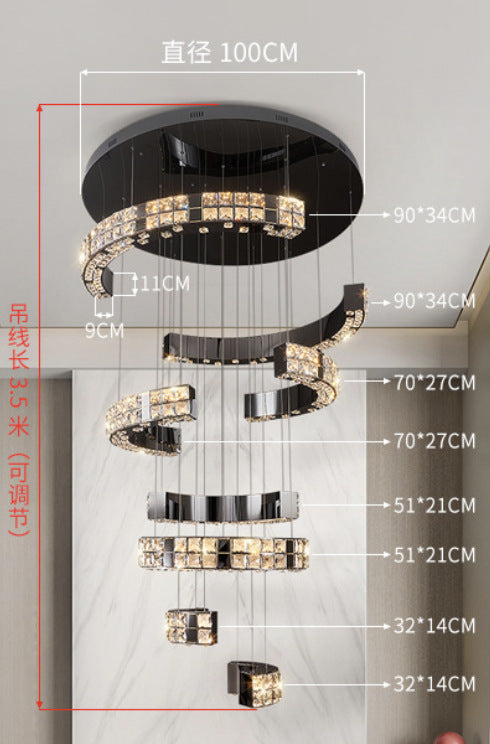 Luxury High‑End Grand Crystal Chandelier for Duplex Living Room, Chandelier for High‑Ceiling Hall in Villa & Split‑Level House