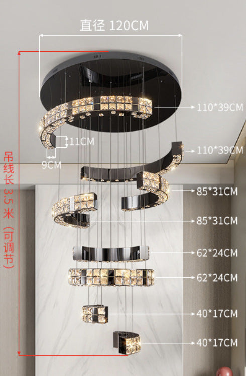 Luxury High‑End Grand Crystal Chandelier for Duplex Living Room, Chandelier for High‑Ceiling Hall in Villa & Split‑Level House