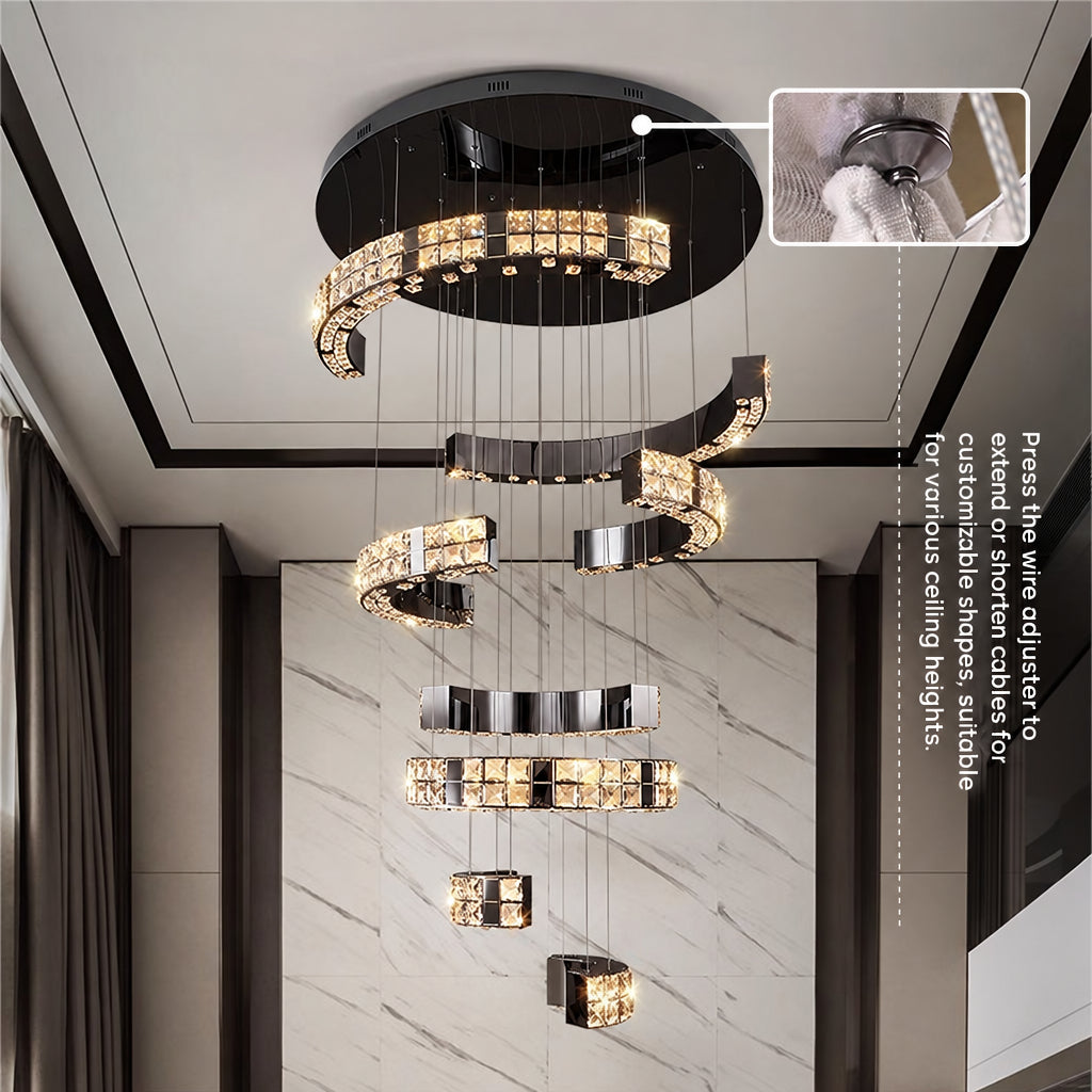 Luxury High‑End Grand Crystal Chandelier for Duplex Living Room, Chandelier for High‑Ceiling Hall in Villa & Split‑Level House