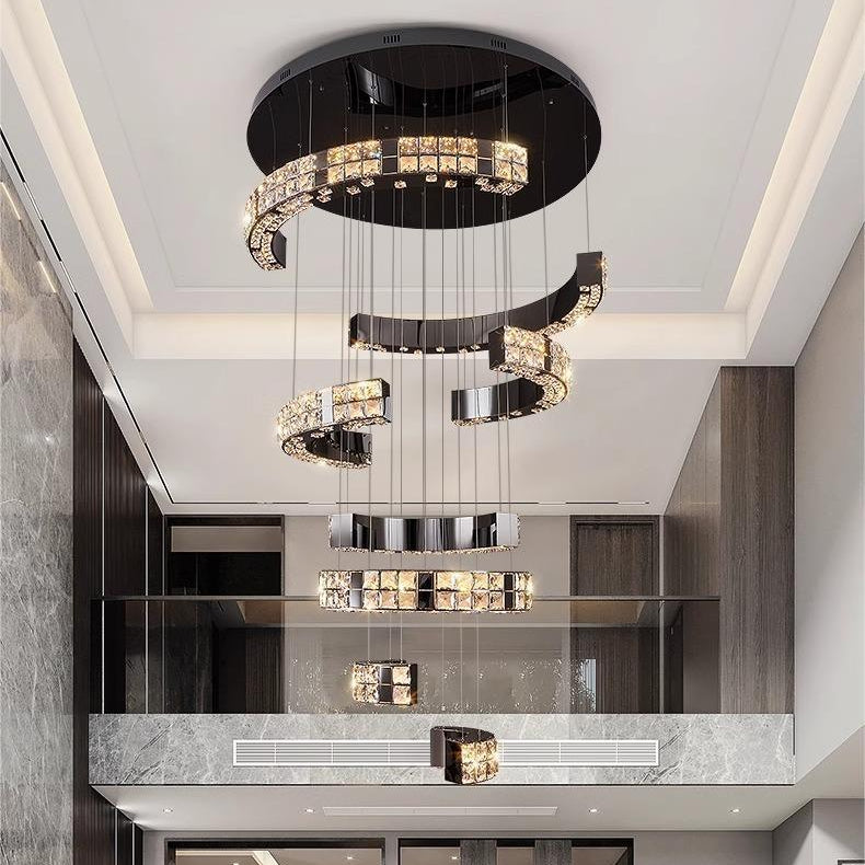 Luxury High‑End Grand Crystal Chandelier for Duplex Living Room, Chandelier for High‑Ceiling Hall in Villa & Split‑Level House