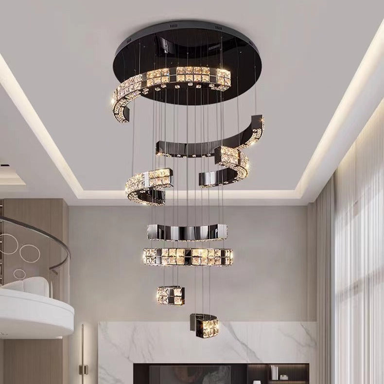Luxury High‑End Grand Crystal Chandelier for Duplex Living Room, Chandelier for High‑Ceiling Hall in Villa & Split‑Level House