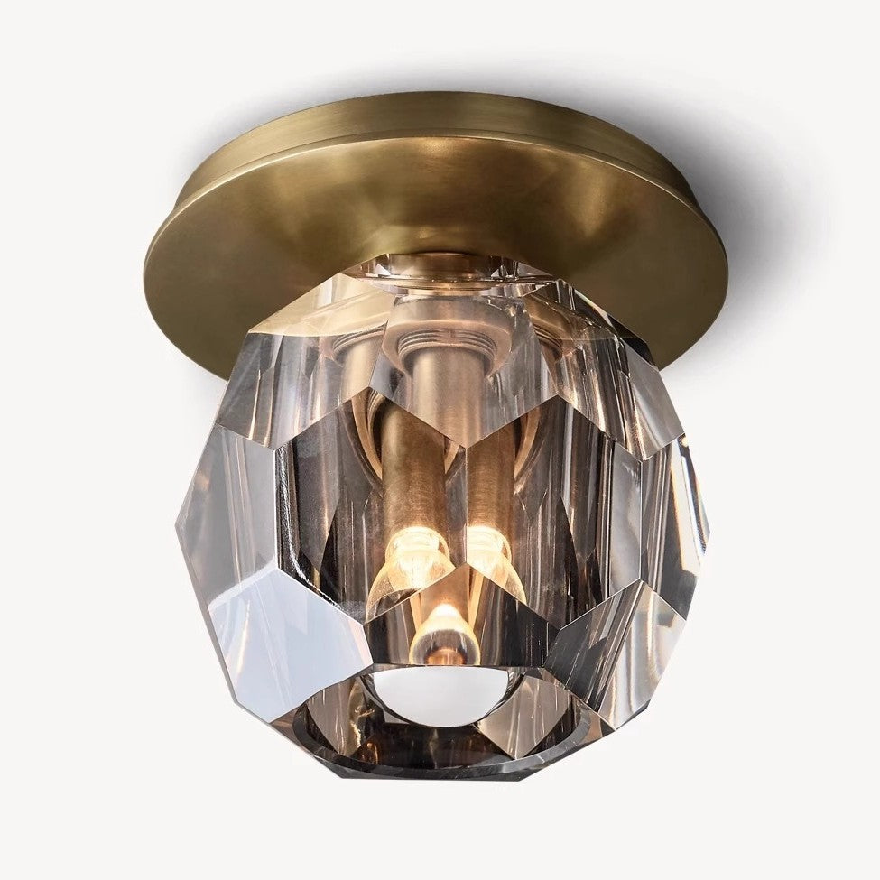 Vintage Minimalist Hong Kong‑Style Ins Crystal Flush Mount Ceiling Light for Hallway, Balcony & Entryway