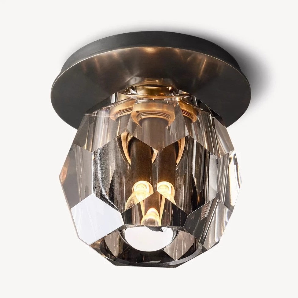 Vintage Minimalist Hong Kong‑Style Ins Crystal Flush Mount Ceiling Light for Hallway, Balcony & Entryway