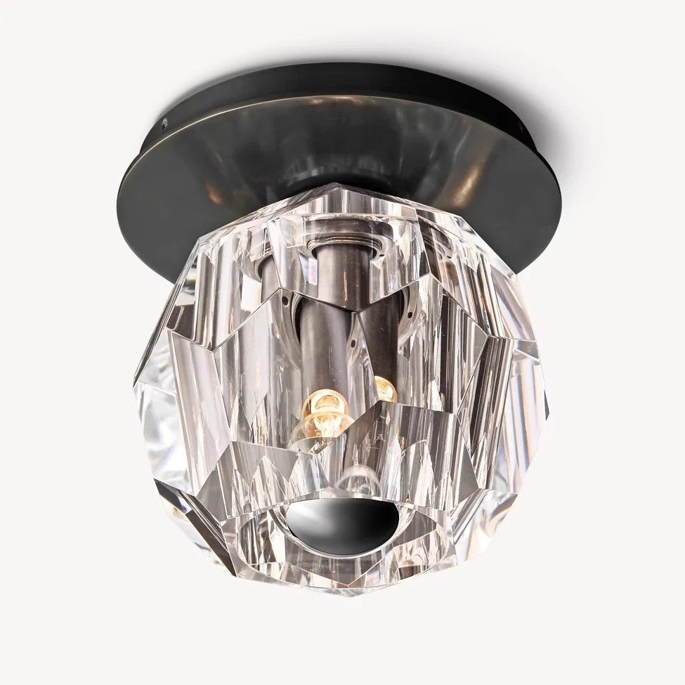 Vintage Minimalist Hong Kong‑Style Ins Crystal Flush Mount Ceiling Light for Hallway, Balcony & Entryway