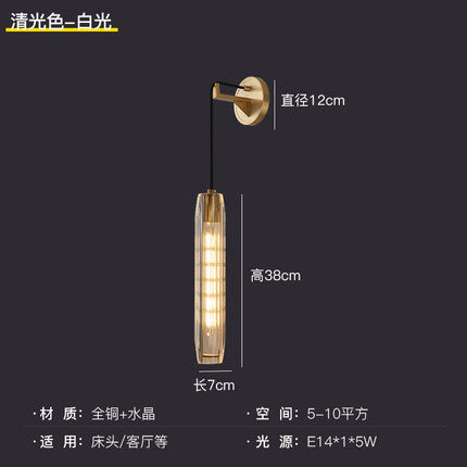 Light‑Luxury Post‑modern Creative Crystal Wall Sconce, Nordic Fashion Minimalist Wall Lamp for TV Background Wall & Bedroom Bedside