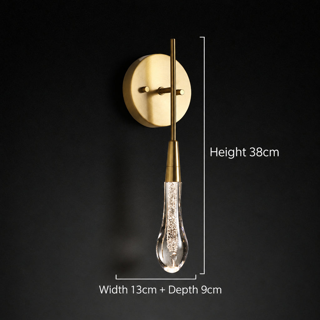 Raindrop wall lamp for living‑room TV background wall, modern light‑luxury crystal bedside lamp for bedroom