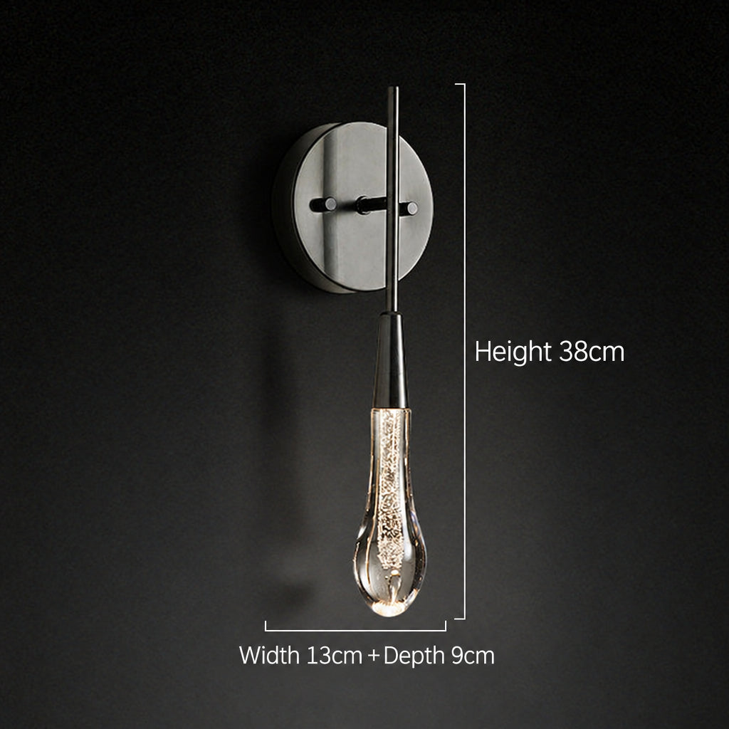 Raindrop wall lamp for living‑room TV background wall, modern light‑luxury crystal bedside lamp for bedroom