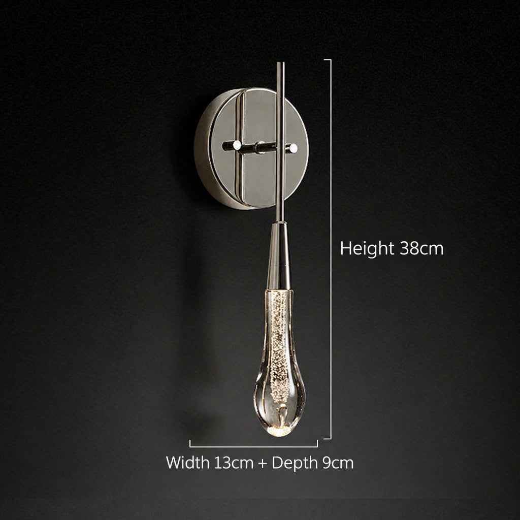 Raindrop wall lamp for living‑room TV background wall, modern light‑luxury crystal bedside lamp for bedroom