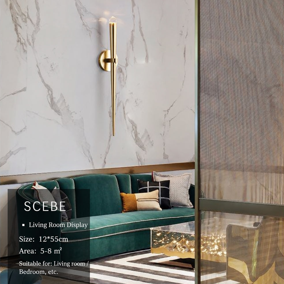 Designer‑style light‑luxury minimalist wall lamp, Nordic‑style with unique shape, brass wall lamp for corridors, hallways and bedside