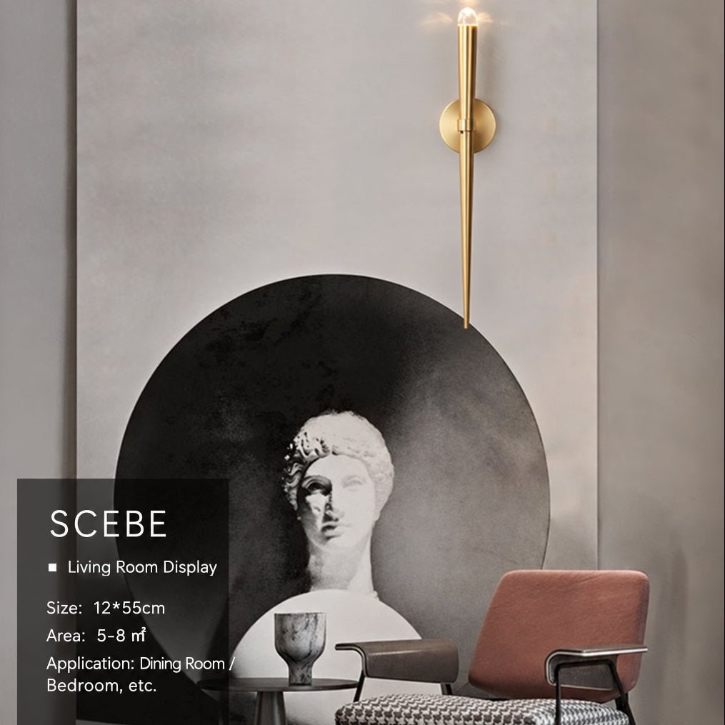 Designer‑style light‑luxury minimalist wall lamp, Nordic‑style with unique shape, brass wall lamp for corridors, hallways and bedside