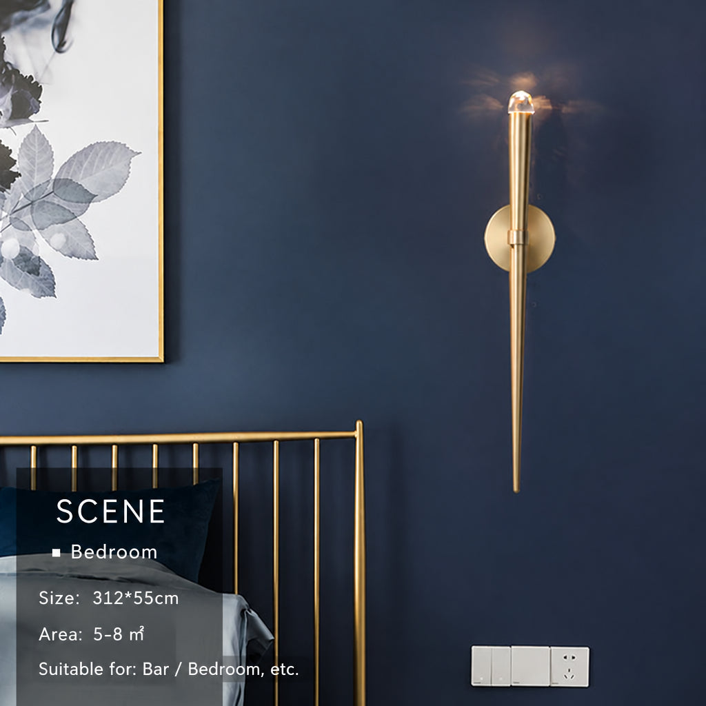 Designer‑style light‑luxury minimalist wall lamp, Nordic‑style with unique shape, brass wall lamp for corridors, hallways and bedside