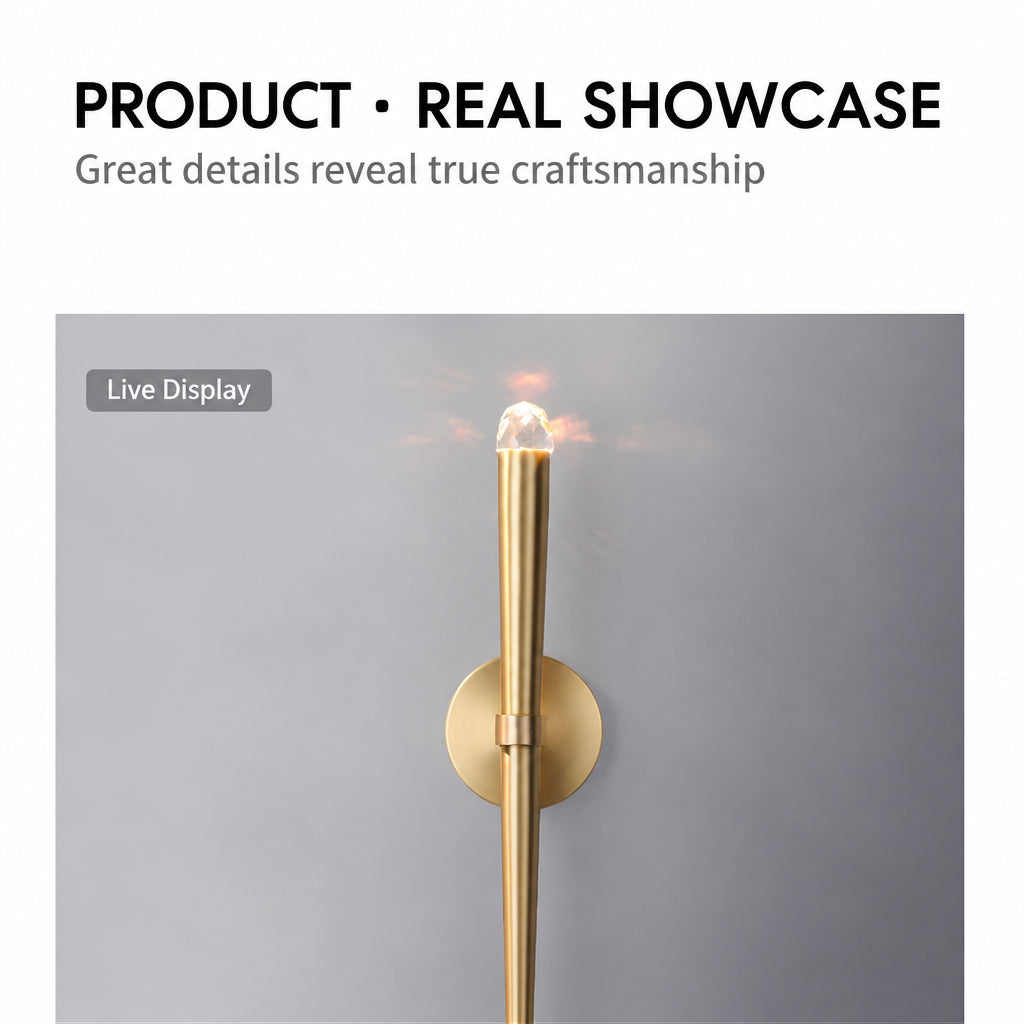 Designer‑style light‑luxury minimalist wall lamp, Nordic‑style with unique shape, brass wall lamp for corridors, hallways and bedside