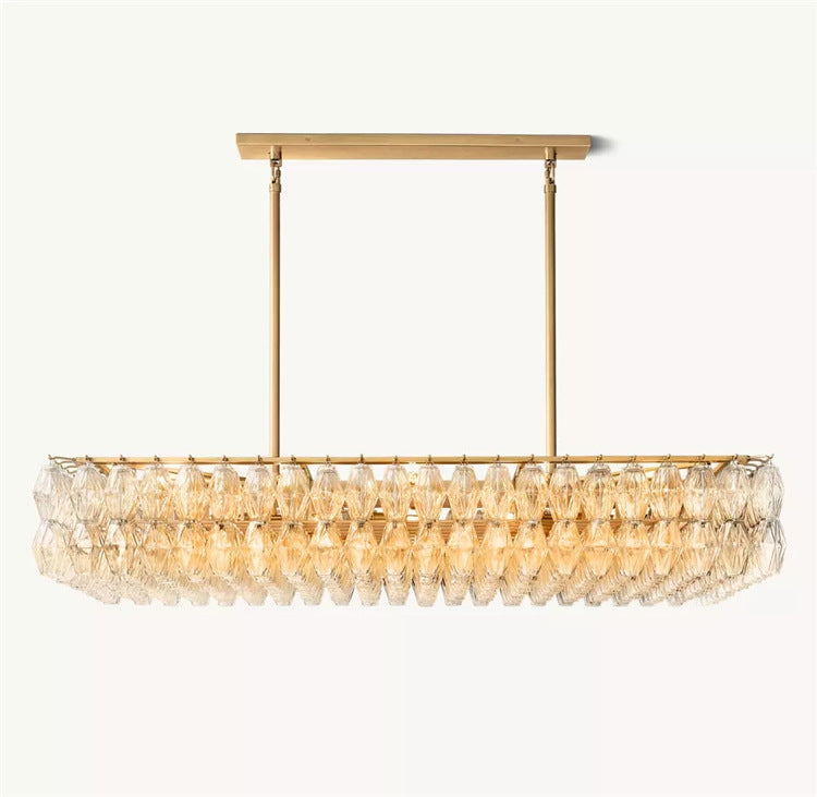 American Modern Minimalist Luxury Brass Glass Chandelier for Villa, Dining Room, Kitchen Island & Hotel Projects