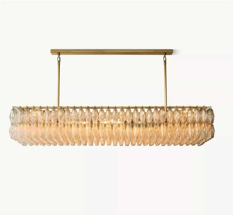 American Modern Minimalist Luxury Brass Glass Chandelier for Villa, Dining Room, Kitchen Island & Hotel Projects
