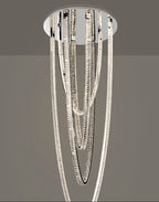 Large pendant lighting fixture for living room in a duplex home; open-plan pendant lighting fixture with crystal necklace design for villa-style buildings with mezzanine floors – modern light luxury style