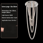 Large pendant lighting fixture for living room in a duplex home; open-plan pendant lighting fixture with crystal necklace design for villa-style buildings with mezzanine floors – modern light luxury style