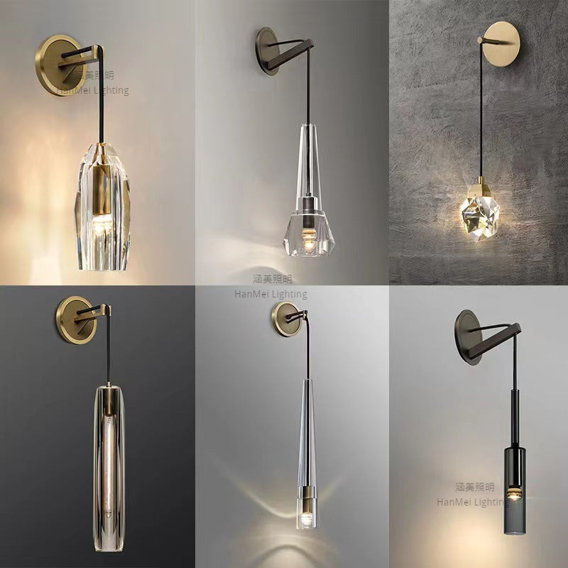 Modern Luxury K9 Crystal Wall Lamp, High‑Quality Solid Brass Sconce for Living Room Background Wall & Bedroom Bedside