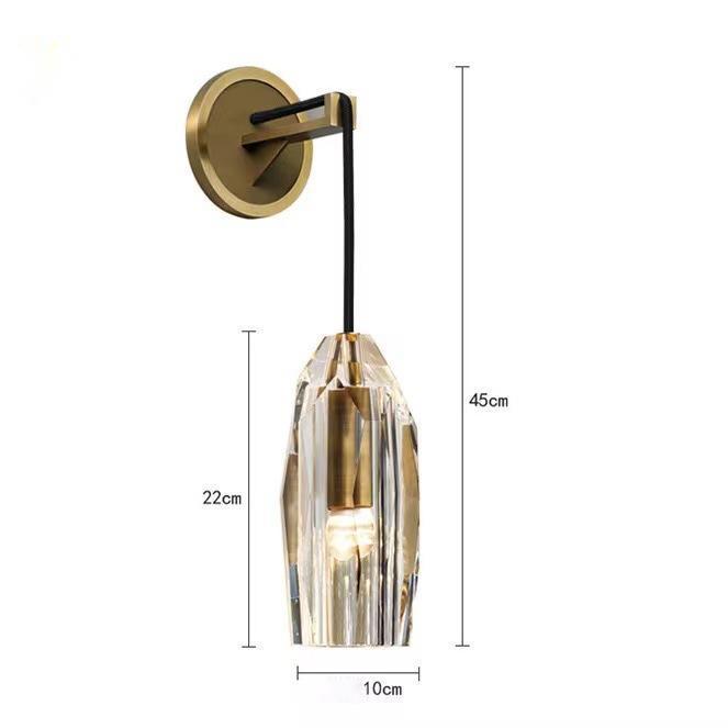 Modern Luxury K9 Crystal Wall Lamp, High‑Quality Solid Brass Sconce for Living Room Background Wall & Bedroom Bedside