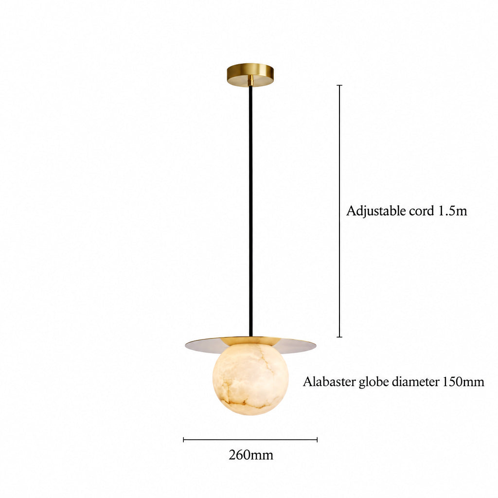 Spanish Natural Onyx Pendant Light, Bedside Small Pendant Lamp for Bedroom, Small Dining Room & Bar Counter, Cream‑Style Snowflake Stone Light