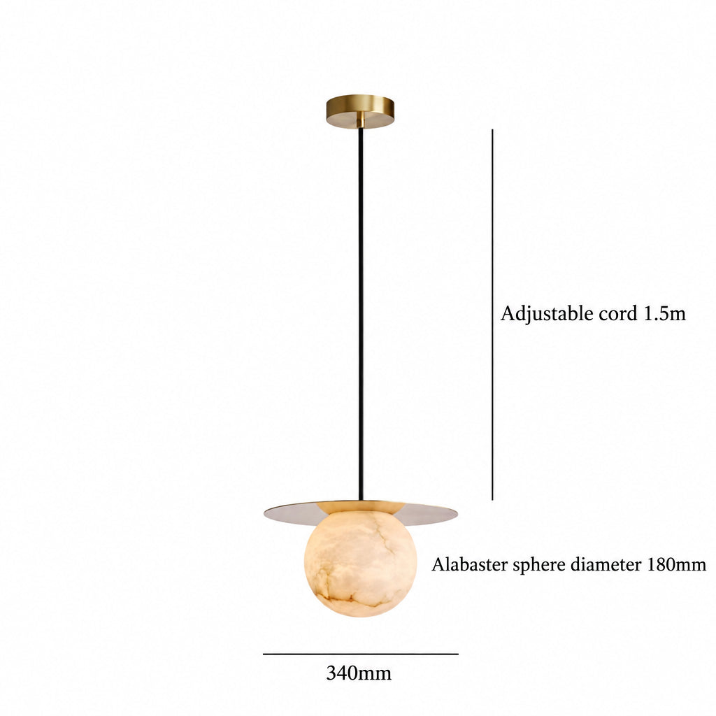 Spanish Natural Onyx Pendant Light, Bedside Small Pendant Lamp for Bedroom, Small Dining Room & Bar Counter, Cream‑Style Snowflake Stone Light