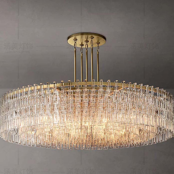 American‑Style Luxury Full‑Brass Crystal Chandelier, Large Pendant Light for Villa Living Room, Dining Room & Bedroom Main Light