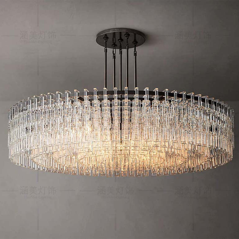 American‑Style Luxury Full‑Brass Crystal Chandelier, Large Pendant Light for Villa Living Room, Dining Room & Bedroom Main Light