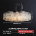 American‑Style Luxury Full‑Brass Crystal Chandelier, Large Pendant Light for Villa Living Room, Dining Room & Bedroom Main Light