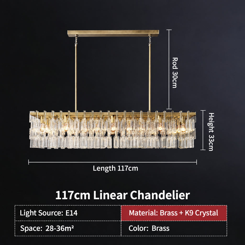 American‑Style Luxury Full‑Brass Crystal Chandelier, Large Pendant Light for Villa Living Room, Dining Room & Bedroom Main Light