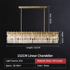 American‑Style Luxury Full‑Brass Crystal Chandelier, Large Pendant Light for Villa Living Room, Dining Room & Bedroom Main Light