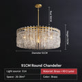 American‑Style Luxury Full‑Brass Crystal Chandelier, Large Pendant Light for Villa Living Room, Dining Room & Bedroom Main Light