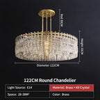 American‑Style Luxury Full‑Brass Crystal Chandelier, Large Pendant Light for Villa Living Room, Dining Room & Bedroom Main Light