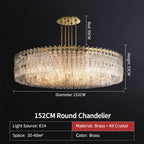 American‑Style Luxury Full‑Brass Crystal Chandelier, Large Pendant Light for Villa Living Room, Dining Room & Bedroom Main Light