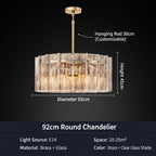 Modern American‑Style Glass Chandelier, Main Ceiling Light for Living Room, Modern Simple Pendant Lamp for Dining Room & Master Bedroom