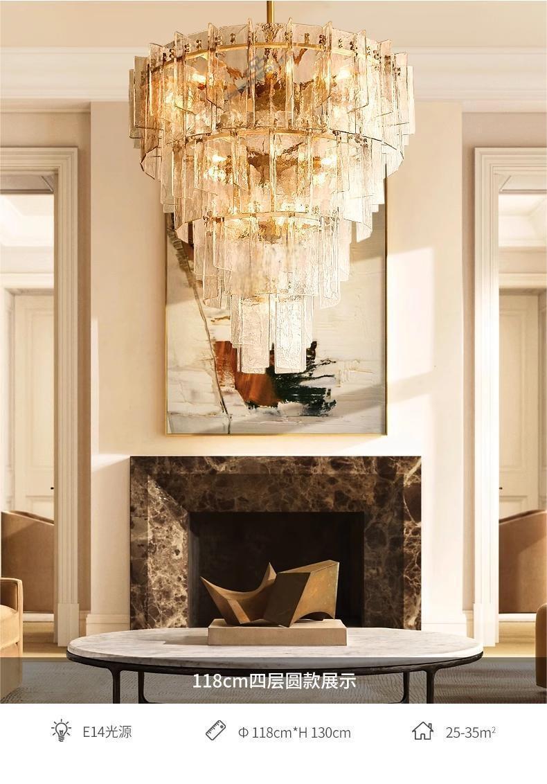 Modern American‑Style Glass Chandelier, Main Ceiling Light for Living Room, Modern Simple Pendant Lamp for Dining Room & Master Bedroom