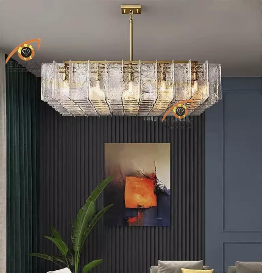 Modern American‑Style Glass Chandelier, Main Ceiling Light for Living Room, Modern Simple Pendant Lamp for Dining Room & Master Bedroom